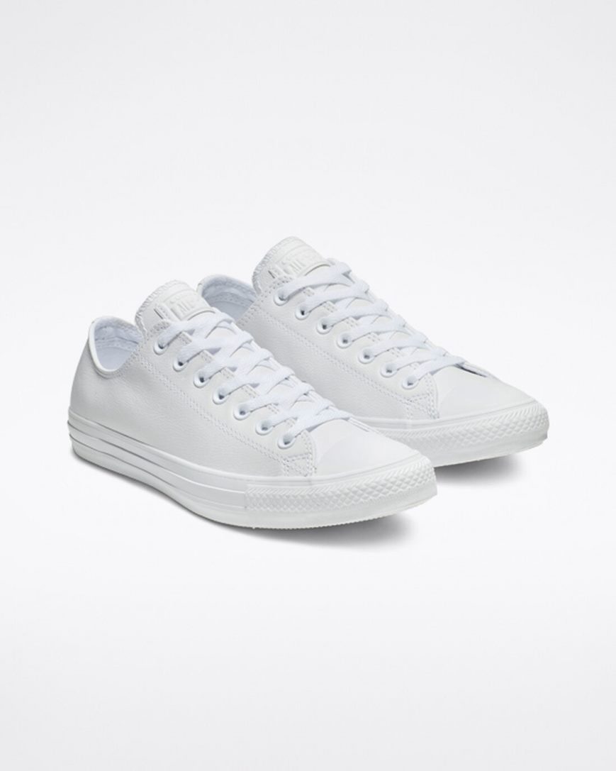 Men's Converse Chuck Taylor All Star Leather Low Top Shoes White | AU 43C9EZ